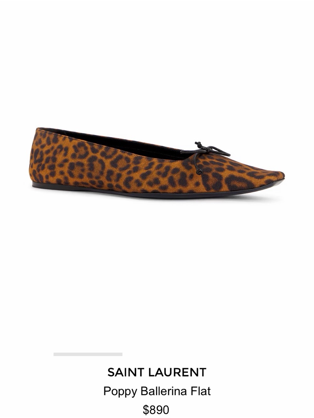 Saint Laurent Poppy Leopard Print Ballerina Flat in Brown Size 39